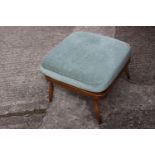 An Ercol stool with cushion seat, on turned supports, 20" square x 15" high