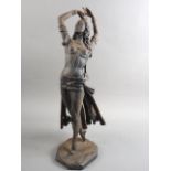 An Art Deco cast iron figure of a Turkish dancer, 19" high