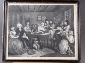 William Hogarth: two 18th century engravings, "The Harlots Progress", plate three and plate six,