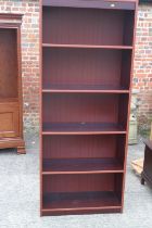 A pair of polished as mahogany open bookcases, 30" wide