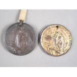 A 19th century bronze Nile medal, in case, and a similar gilt version