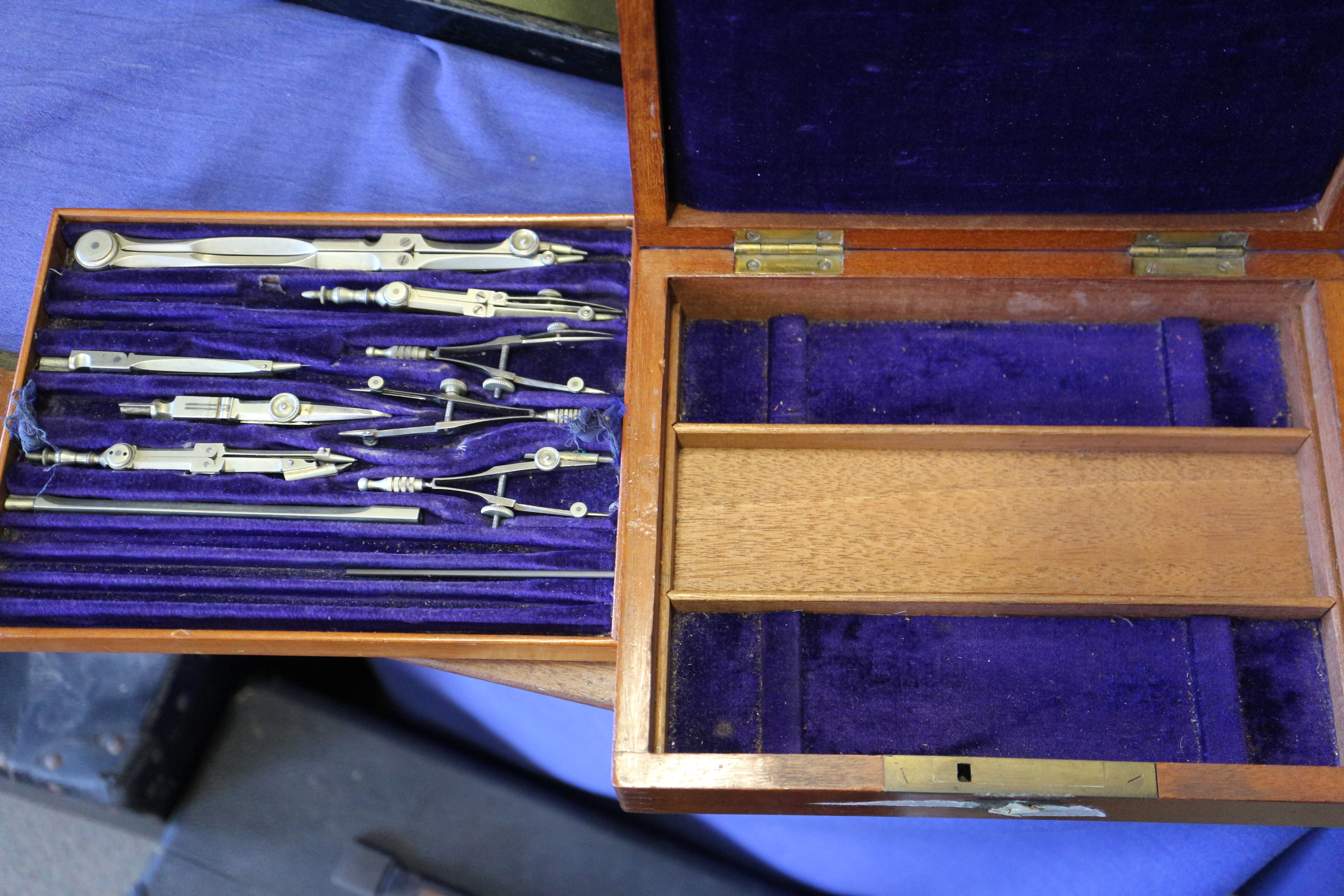 A set of drawing instruments, in fitted mahogany box, another similar box, rules, two Persian - Image 2 of 2