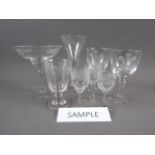A 1953 Coronation ale glass, a 20th century engraved goblet, and other cut glass and engraved