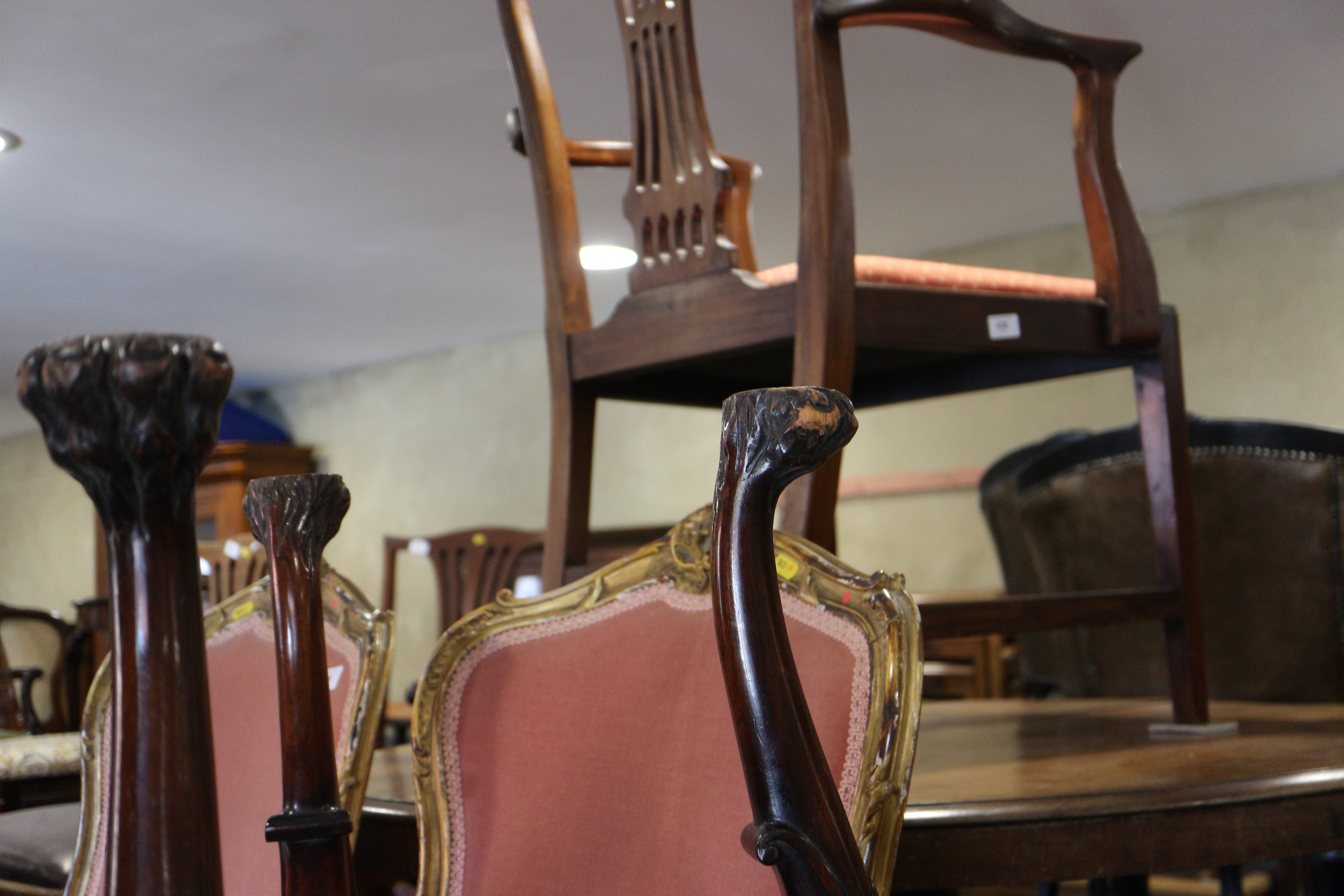 A 19th century carved mahogany shape top stool, on acanthus scroll supports and lion paw feet, 20" - Image 7 of 7