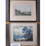 A pair of coloured engravings, "Le Port de la Rochelle & Le Port de Calais", in strip frames, and