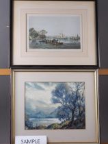 A pair of coloured engravings, "Le Port de la Rochelle & Le Port de Calais", in strip frames, and