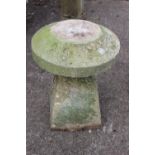 A sandstone staddle stone and cap, 18" dia x 26" high