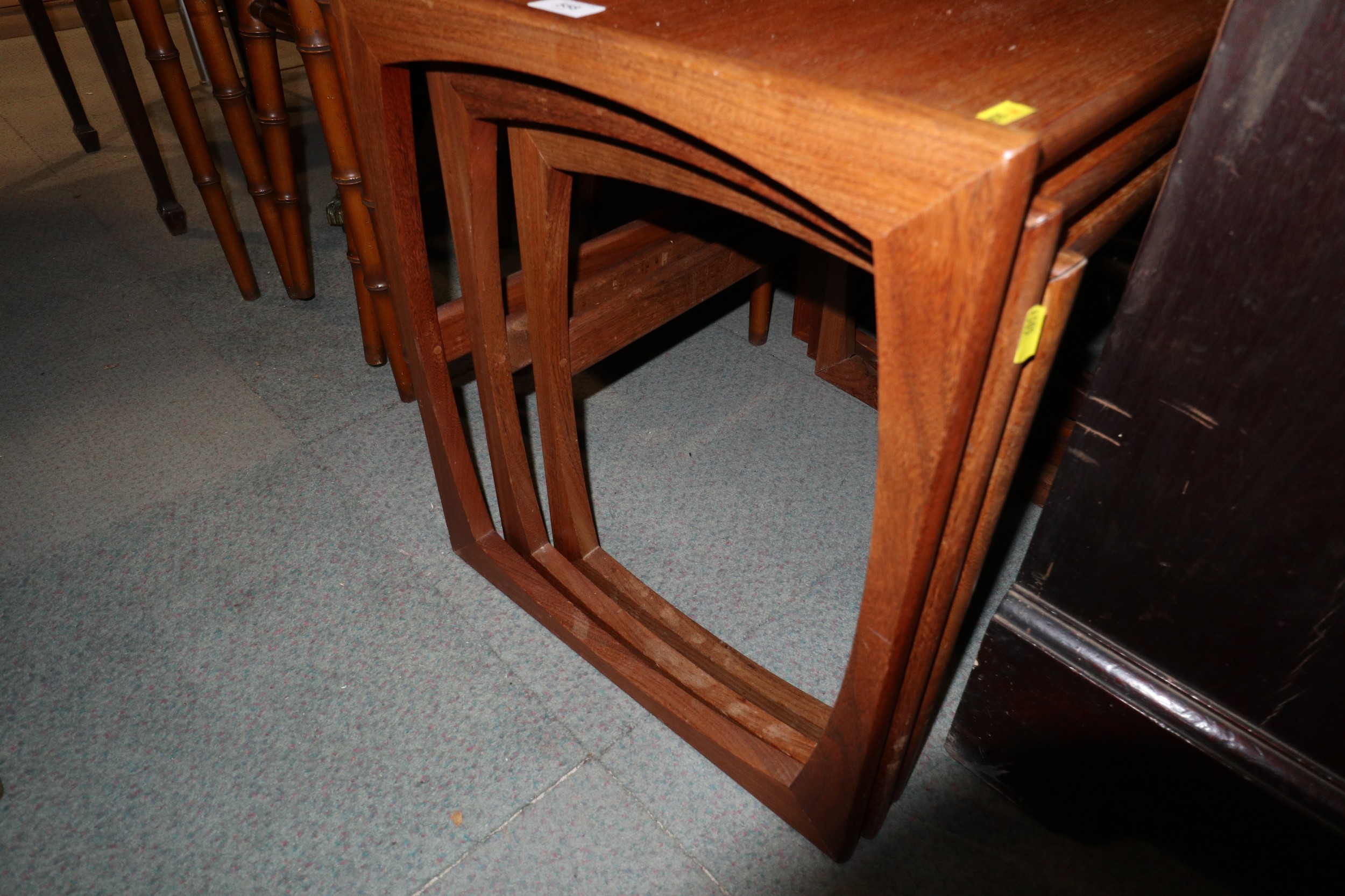 A nest of three G Plan teak occasional tables, largest 21" wide x 17" deep x 19" high, and a similar - Image 2 of 3