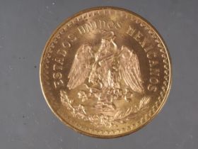 A Mexican 50 pesos gold coin, 125 year anniversary, 41.8g