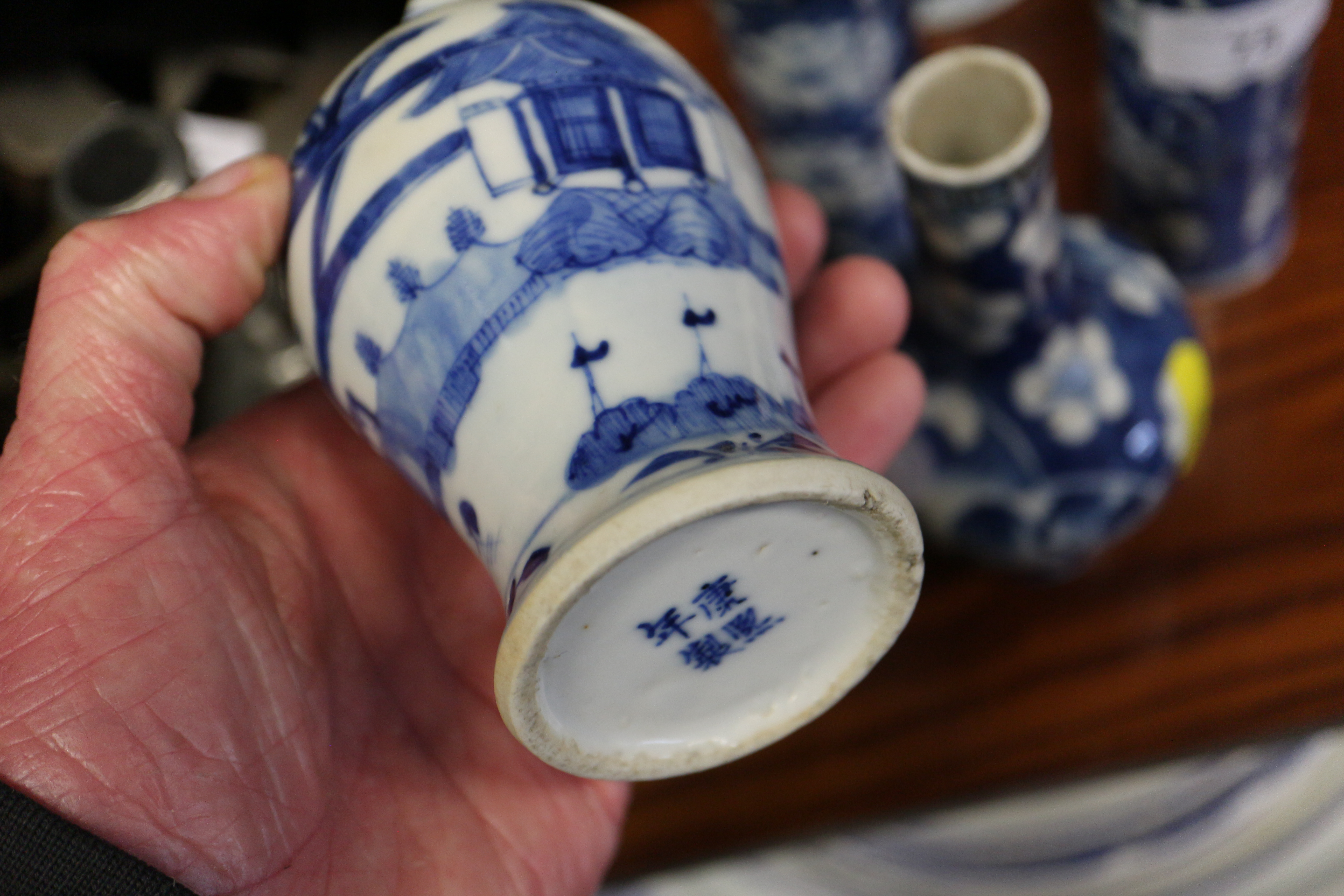 A pair of Chinese porcelain crackle ware vases with figure decoration, 8" high, a similar cylinder - Image 32 of 32