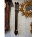 A 19th century mahogany and line inlaid stick barometer by Charles Lino