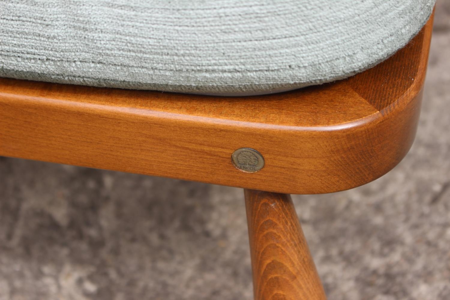 An Ercol stool with cushion seat, on turned supports, 20" square x 15" high - Image 2 of 2