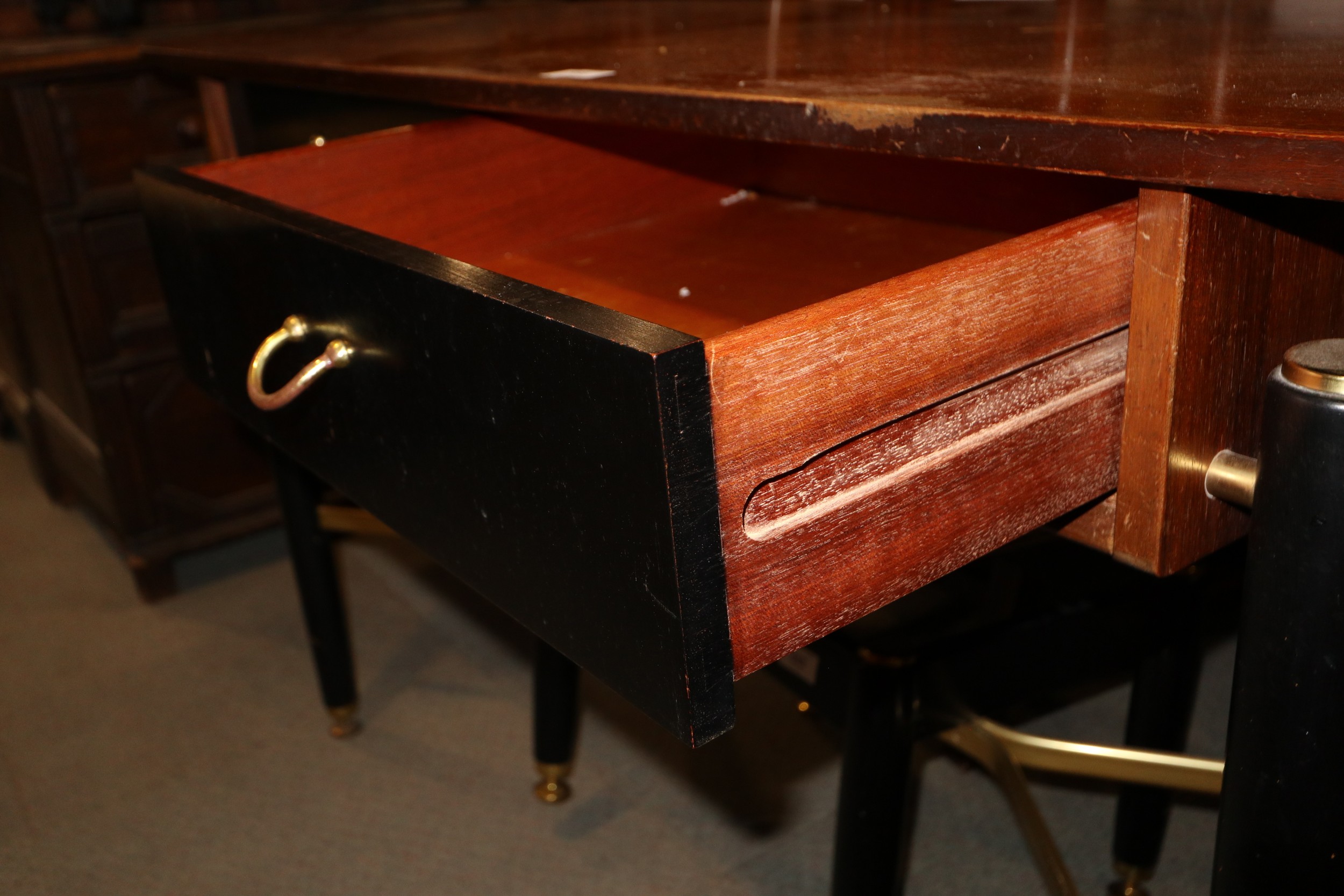 A G Plan "Librenza" teak, ebonised and brass mounted dressing table/side table, fitted two - Image 2 of 4