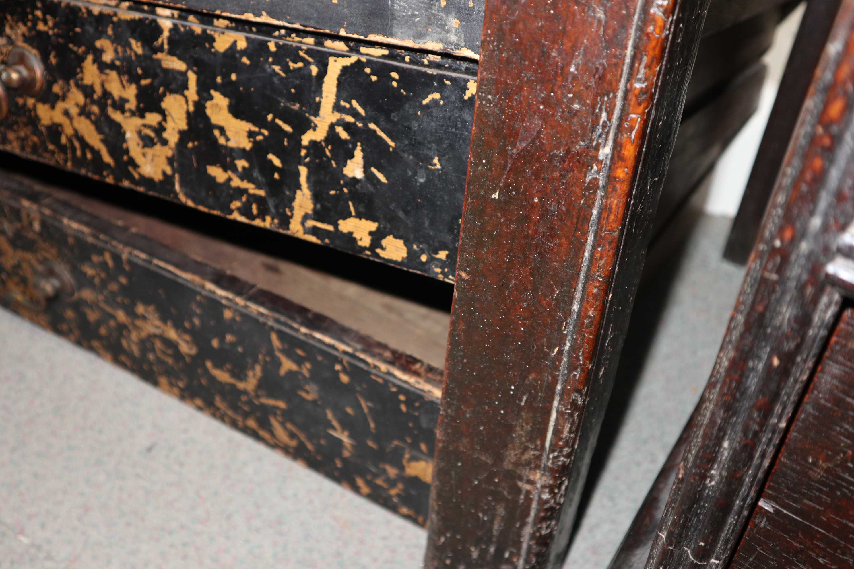 An 18th century fruitwood dresser base, fitted one short and two long fielded panel front drawers, - Image 11 of 12