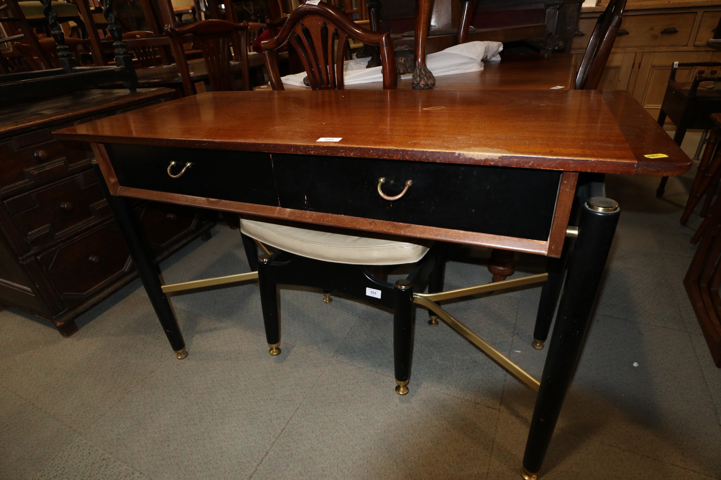 A G Plan "Librenza" teak, ebonised and brass mounted dressing table/side table, fitted two