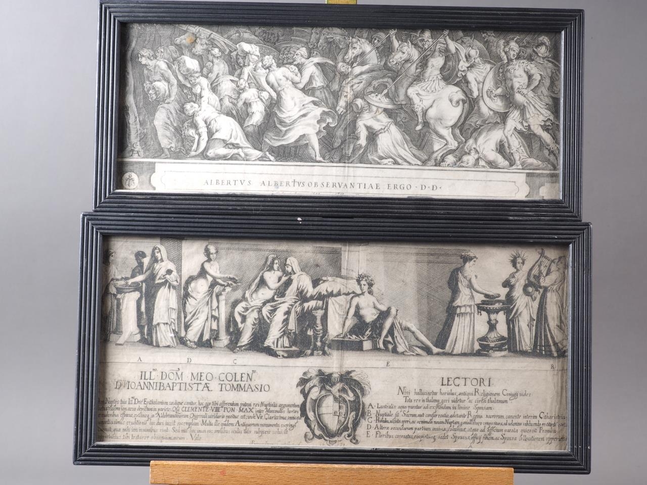 Two 18th century engravings, classical figure studies, in reeded frames