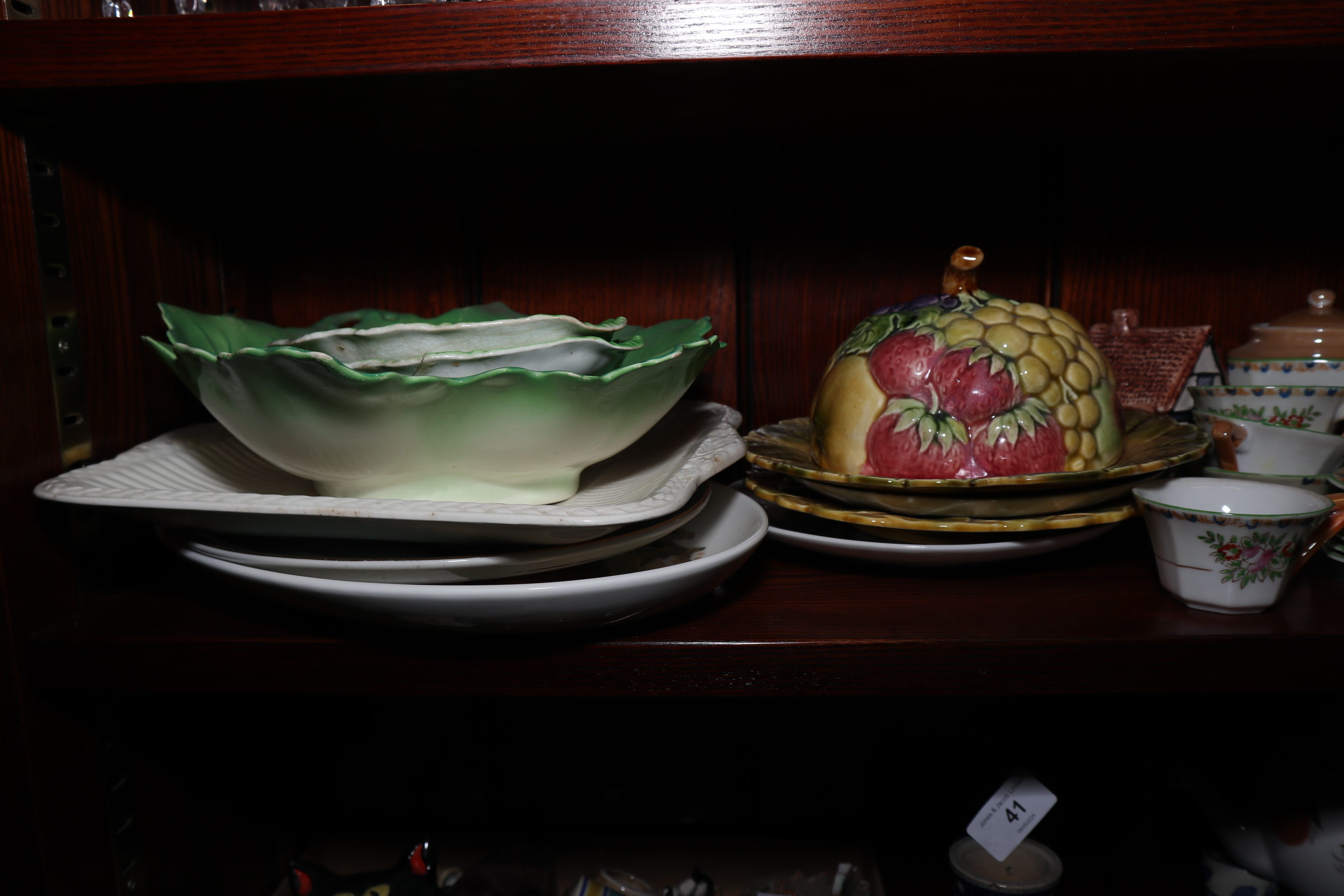 A doll's Japanese porcelain part tea service, two pieces of Carlton leaf ware, a Delphine China - Image 3 of 3