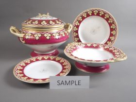A late 19th century gilt decorated part dinner service for ten, formerly the property of General