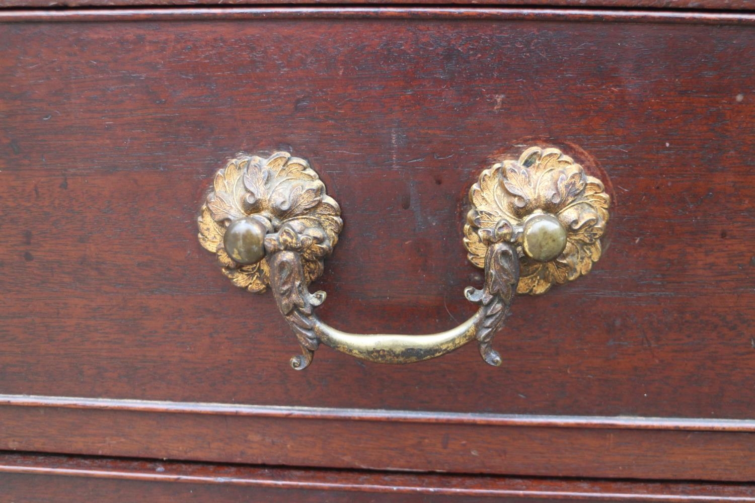 A George III mahogany chest of four long graduated drawers with gilt brass bail handles, on - Image 2 of 8
