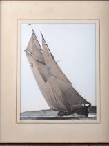 H Thompson: a signed colour print, racing yachts, in strip frame, and W K MacAskill FPSA, a colour