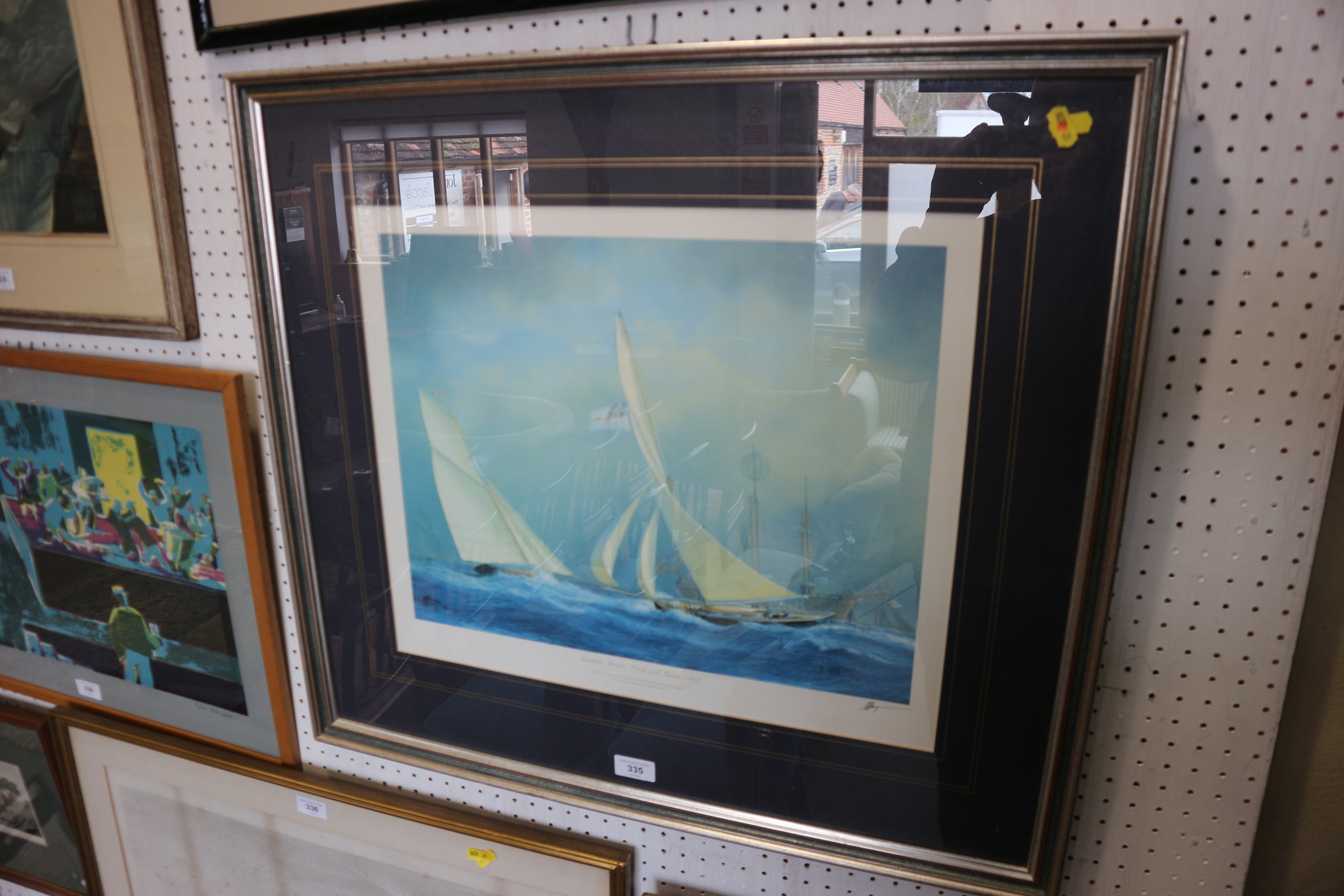 H Thompson: a signed colour print, racing yachts, in strip frame, and W K MacAskill FPSA, a colour - Image 4 of 6