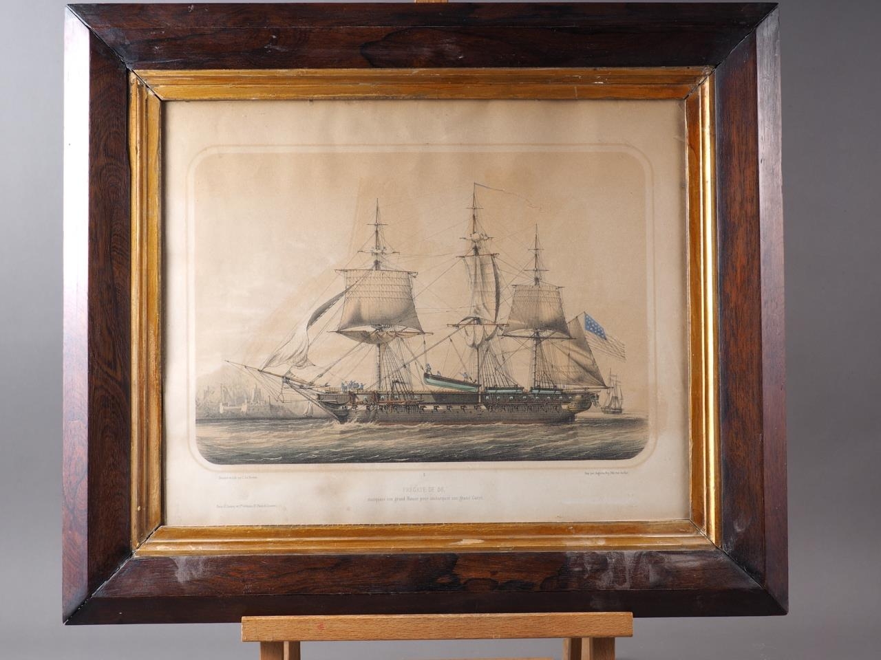 T Burford: an 18th century hand coloured mezzotint, "A squadron at anchor are preparing to sail", in - Image 3 of 4