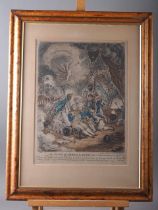 Gillray: an early 19th century hand-coloured etching, "The death of Admiral Lord Nelson in the