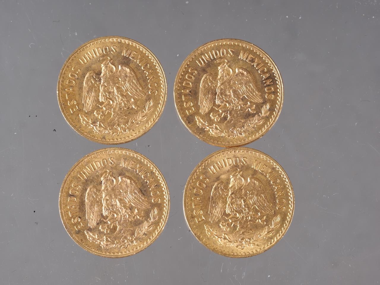 Four Mexican 5 pesos gold coins, 16.7g gross - Image 2 of 2