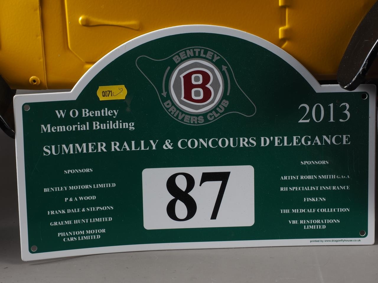 A Great Gizmos painted metal pedal car, in the vintage style, and a Bentley Drivers Club Rally sign - Image 2 of 2