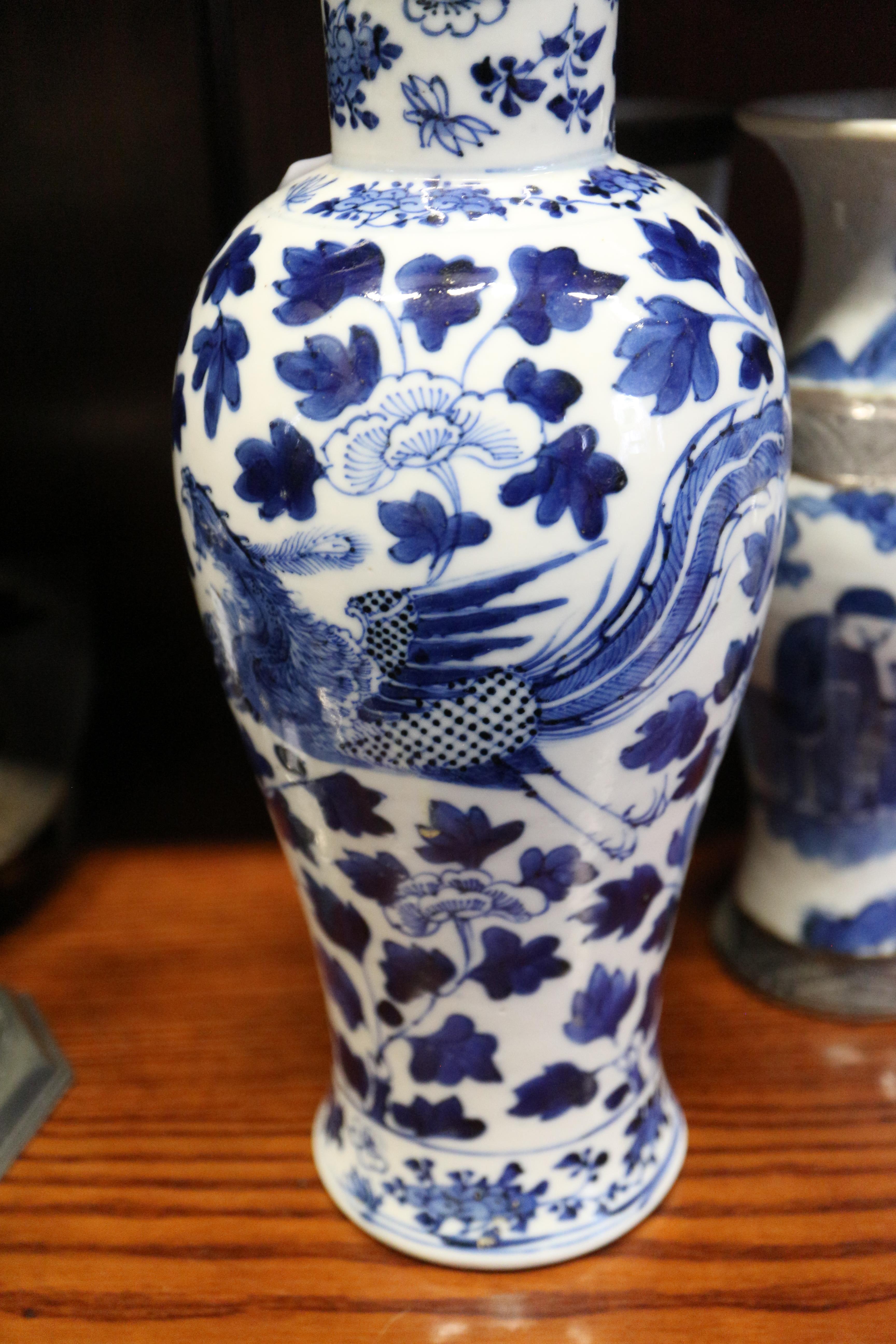 A pair of Chinese porcelain crackle ware vases with figure decoration, 8" high, a similar cylinder - Image 17 of 32