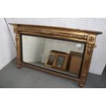 A gilt frame overmantel mirror with split turnings, on ball feet, plate 13 1/2" x 17 1/2"