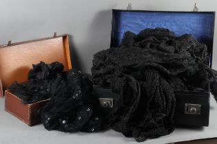 A quantity of antique black lace, including handmade Spanish lace and yak lace