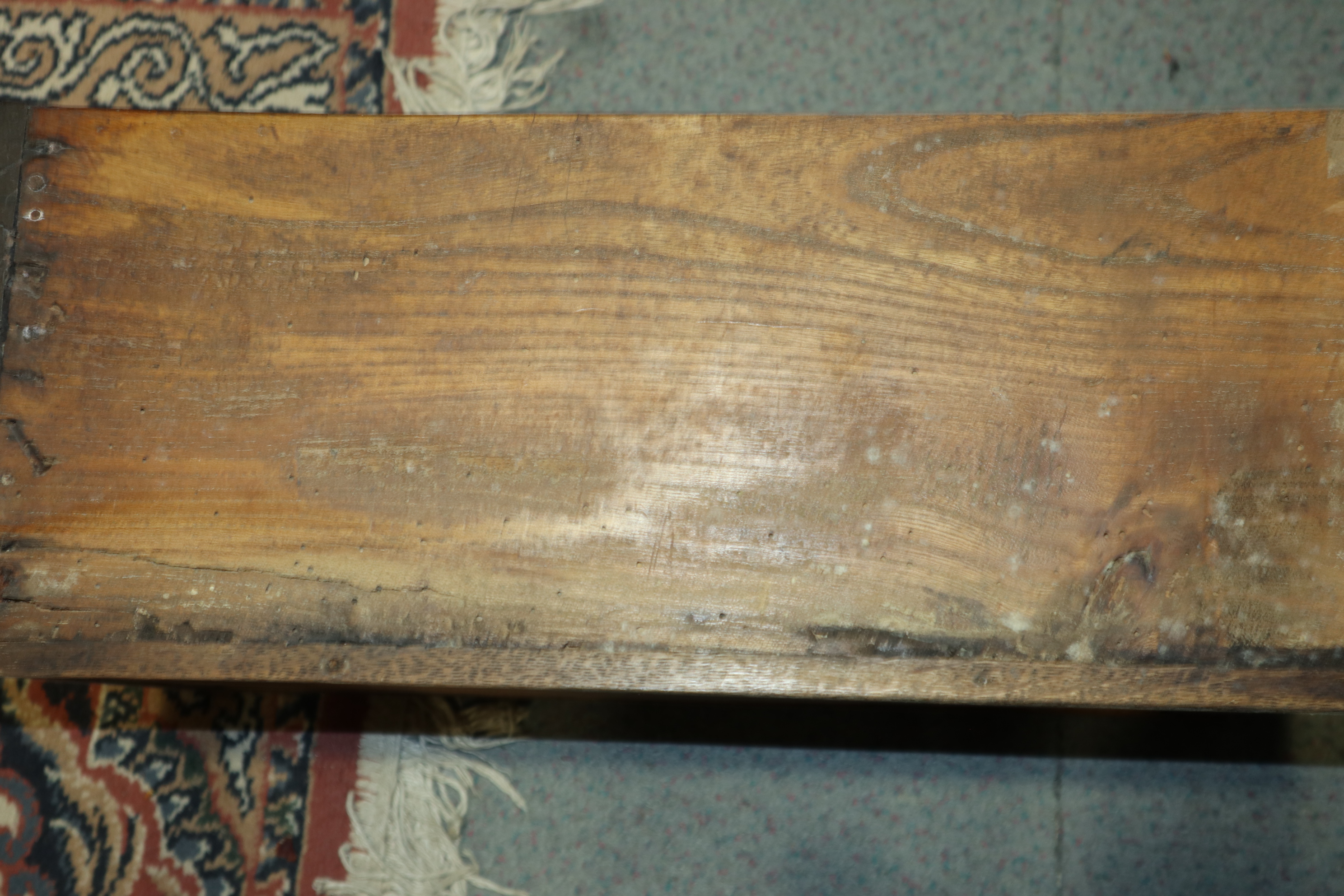 An 18th century fruitwood dresser base, fitted one short and two long fielded panel front drawers, - Image 10 of 12