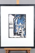 After Kandinsky: a colour print, "Blaue Reiter", in ebonised frame