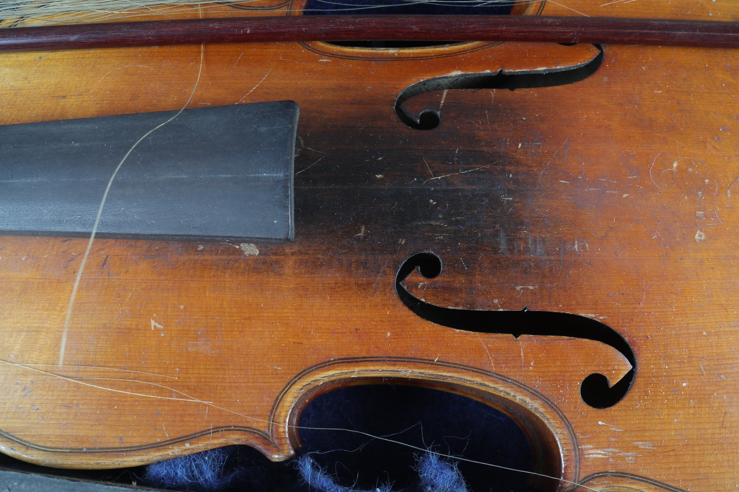 A student's violin and bow, in a wooden case, Violin is 23" long - Image 2 of 3