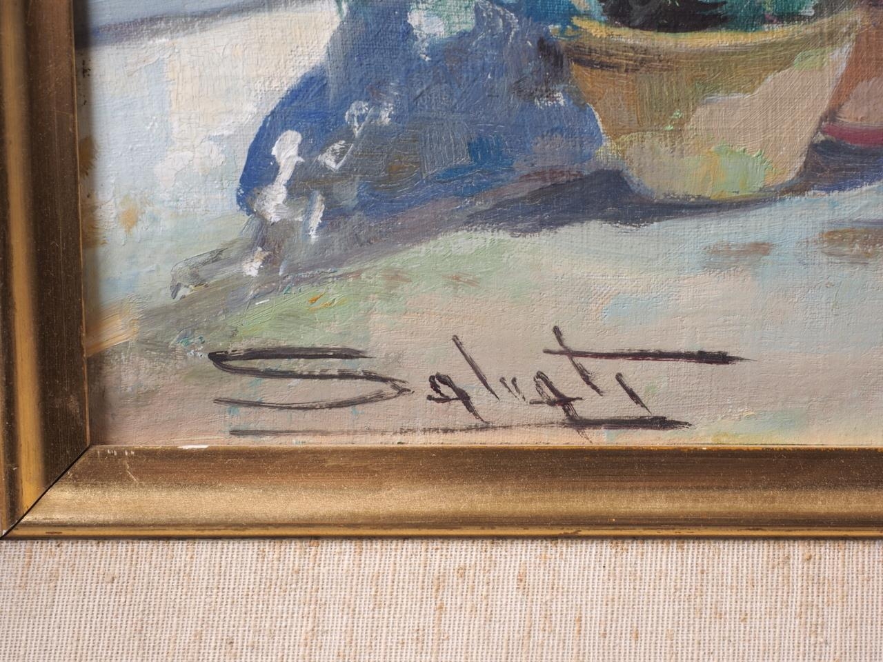 Solvati?: oil on board, side view of Vesuvius from the Bay of Naples, 19" x 26 1/2", in linen - Image 2 of 2