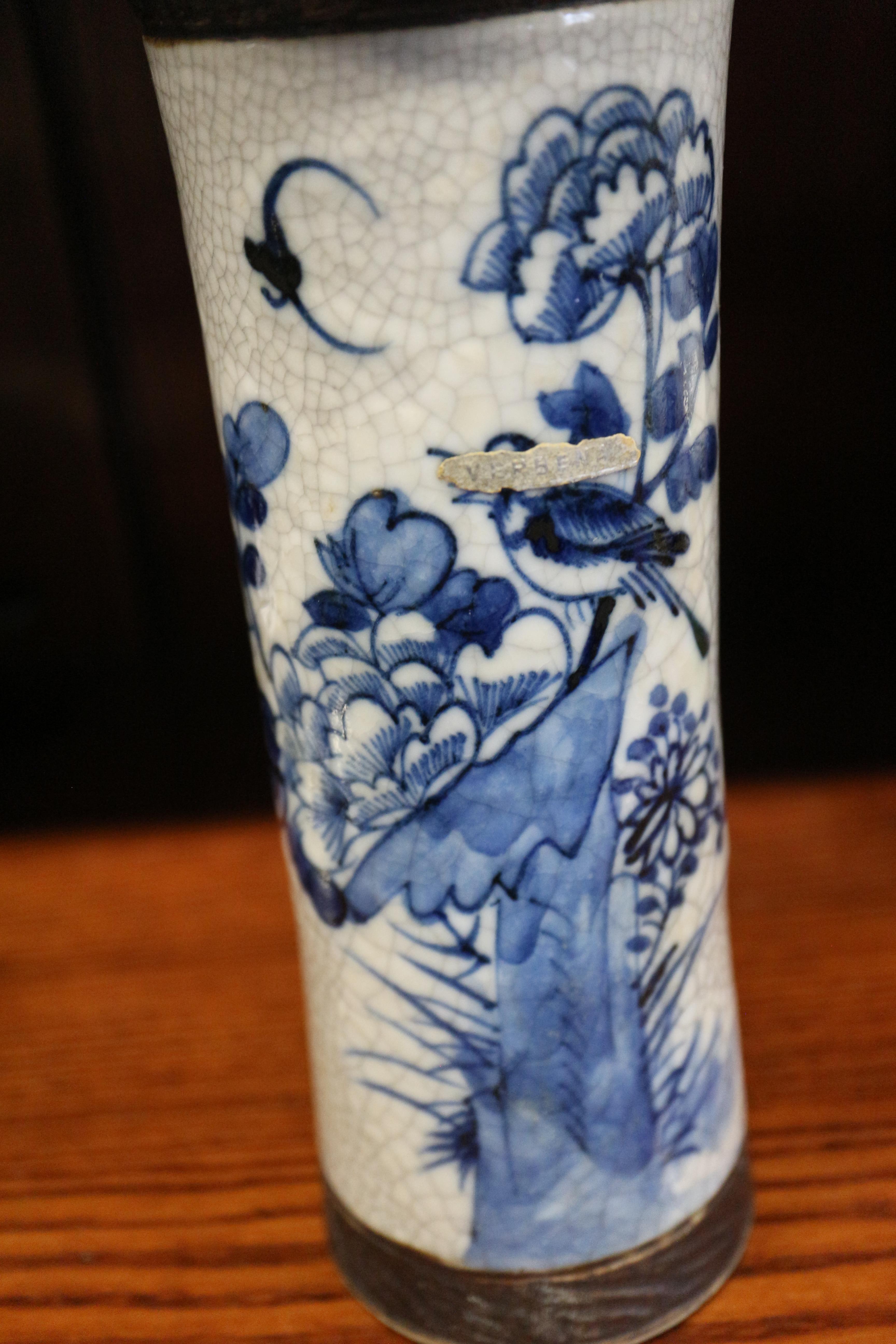 A pair of Chinese porcelain crackle ware vases with figure decoration, 8" high, a similar cylinder - Image 12 of 32