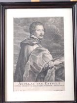 After Van Dyck: a pair of 17th century engravings, portraits of noble men, in strip frames and two
