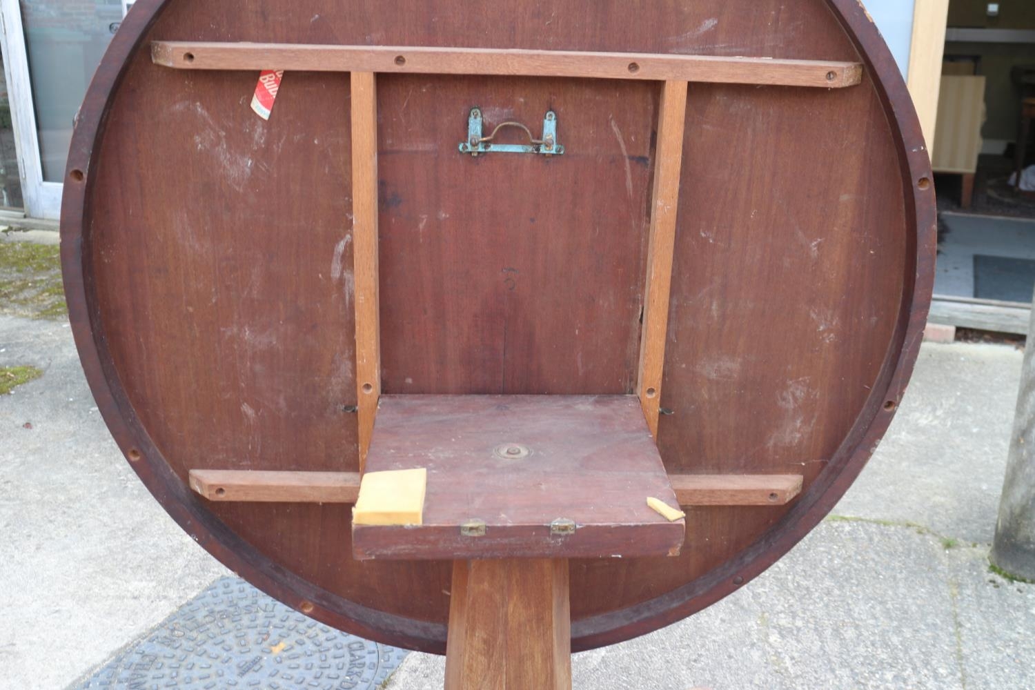 A mid Victorian mahogany circular tilt top dining table, on faceted column, triform base and lion - Image 3 of 4