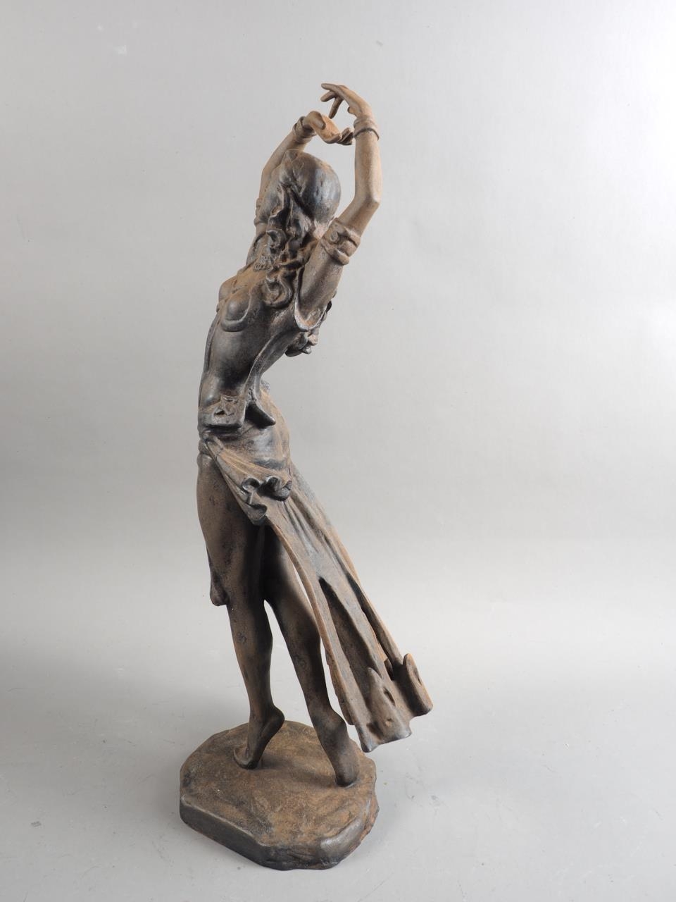 An Art Deco cast iron figure of a Turkish dancer, 19" high - Image 2 of 3