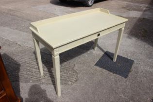 A Neptune light grey/green painted writing desk, fitted one drawer, on square taper supports, 48"