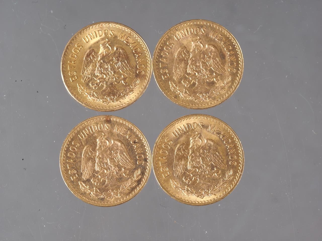 Four Mexican 5 pesos gold coins, 16.7g gross - Image 2 of 2