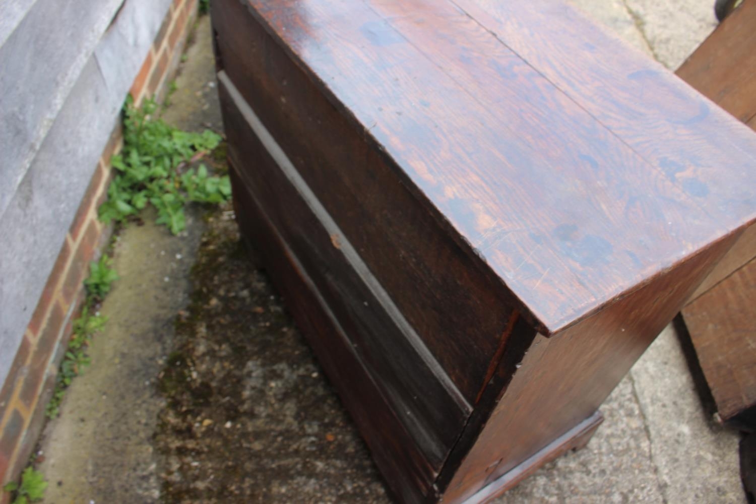 An 18th century oak chest of four long graduated drawers, 32 1/2" wide x 17" deep x 29" high - Image 4 of 13