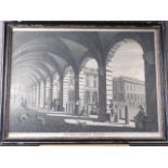 Thomas Sandby: an 18th century engraving, "Covent Garden Piazza", in ebonised and gilt frame