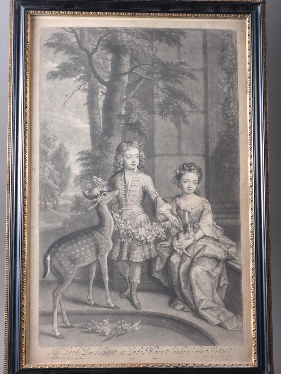 After Sir Geoffrey Kneller: an 18th century mezzotint, the Lord Buckhurst and Lady Mary Sackville, - Image 10 of 14