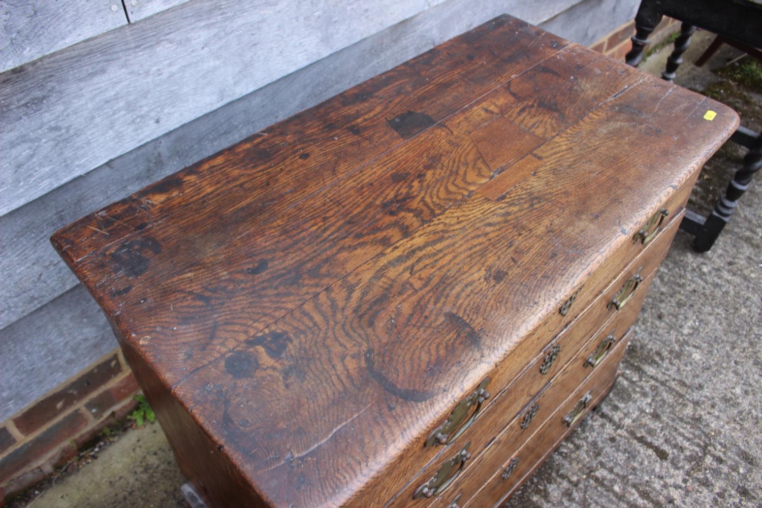 An 18th century oak chest of four long graduated drawers, 32 1/2" wide x 17" deep x 29" high - Image 2 of 13