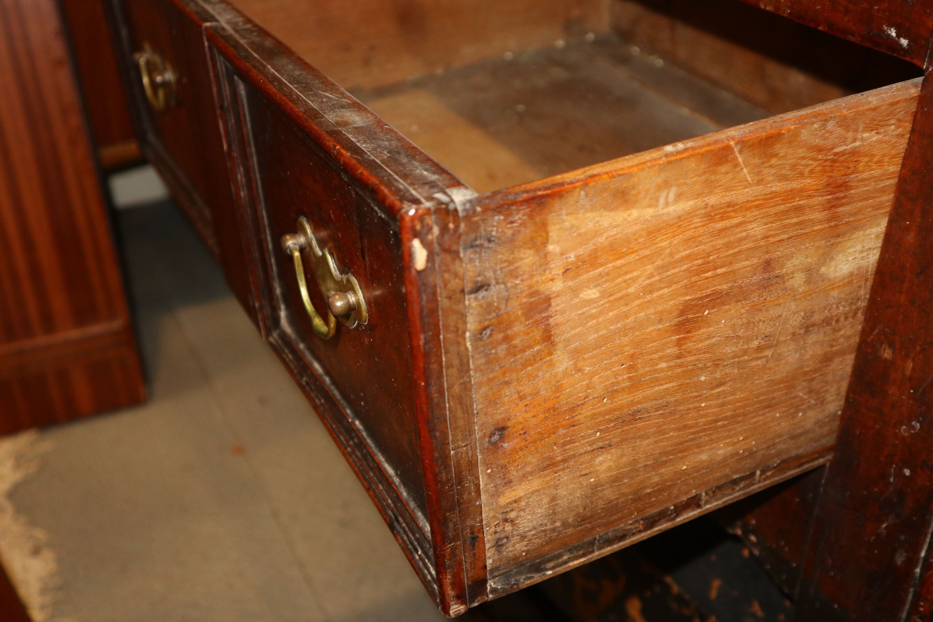 An 18th century fruitwood dresser base, fitted one short and two long fielded panel front drawers, - Image 3 of 12