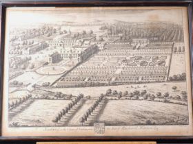 Knyff: a pair of early 18th century engravings, "Coley near Reading...", and "Southwick in the