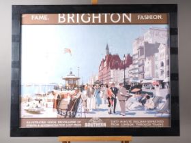 A well reproduced colour print, Southern Railway advertising - Brighton, in ebonised frame