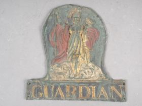 An antique "Guardian" fire mark insurance plaque, 9" x 8"